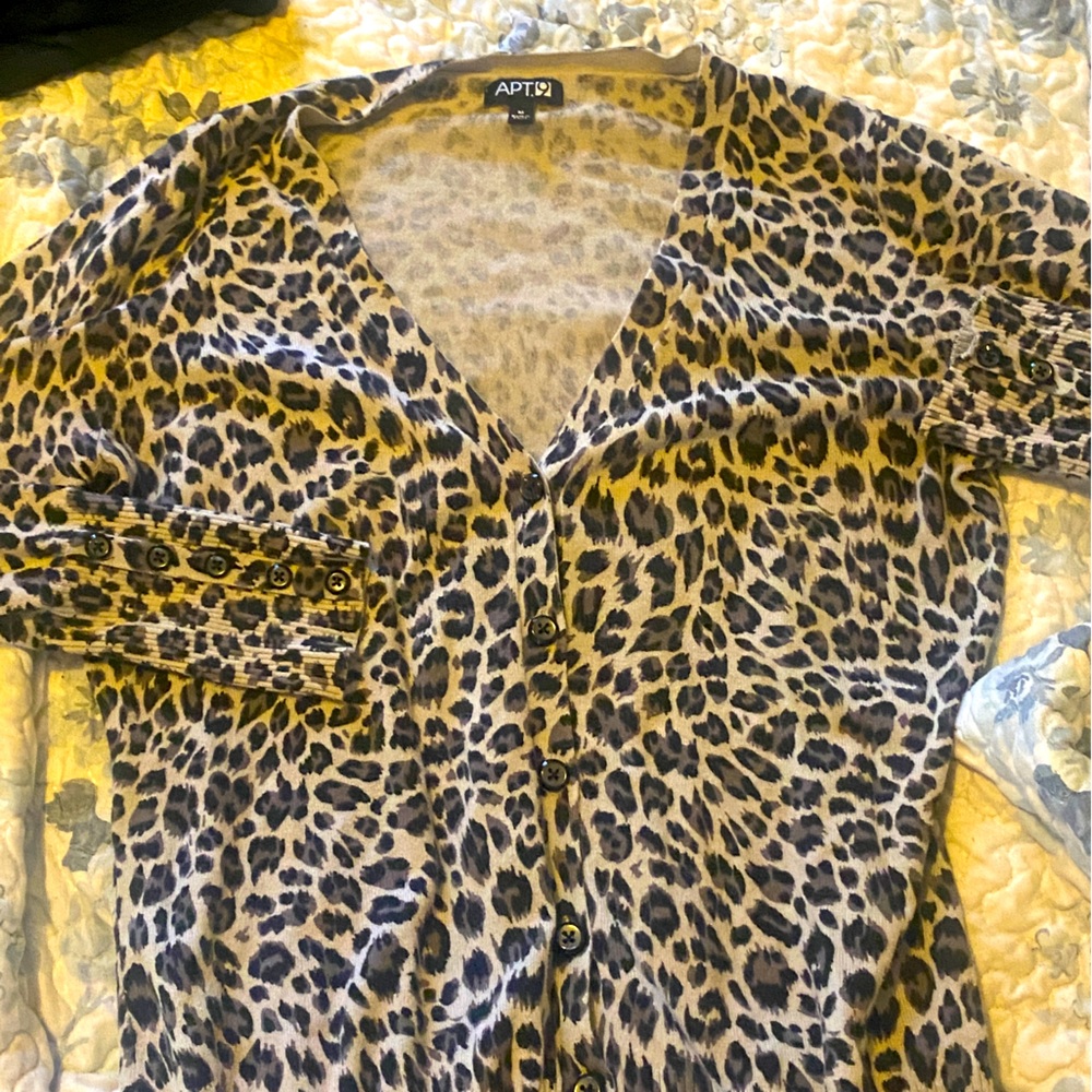 Medium womens button down striped light sweater by Apt